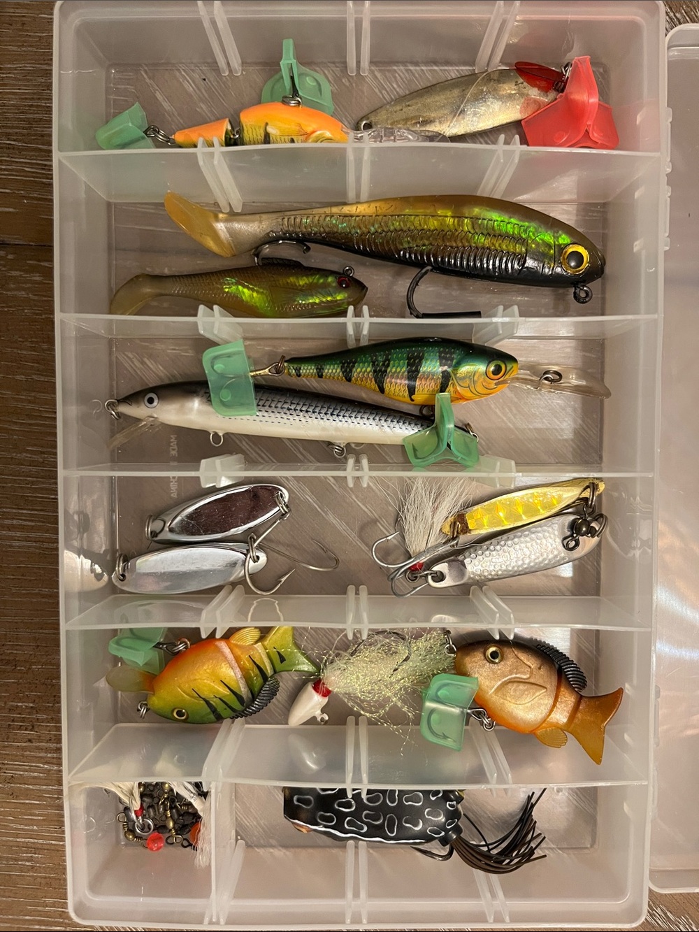 Green and Gold Fishing Lure Assortment - Pack of Mixed Baits